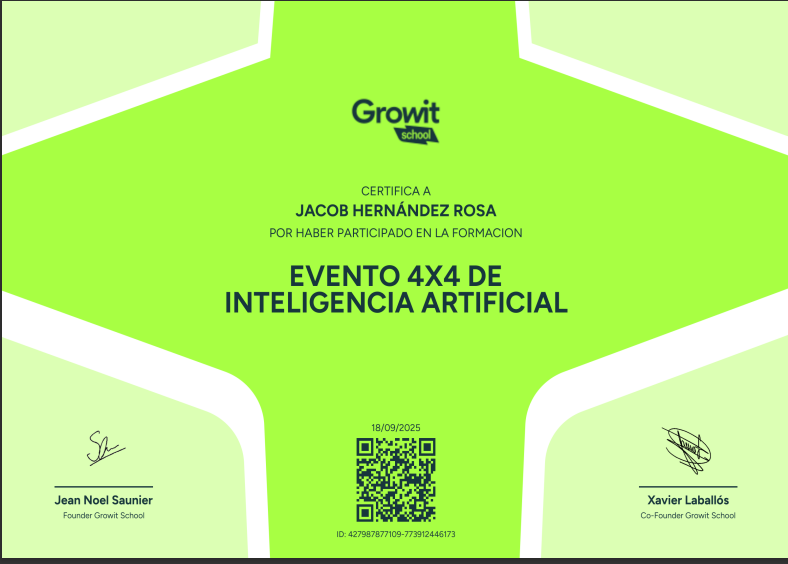 Certificado - Evento 4x4 de inteligencia artificial
